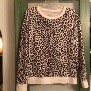 J. Crew “vintage fleece”. Leopard print!